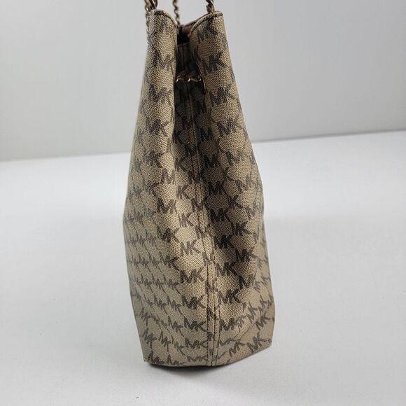 Michael Kors Jet Set‎ Chain Large Signature Tote Khaki/Brown Coated Canvas Bag - Picture 3 of 15